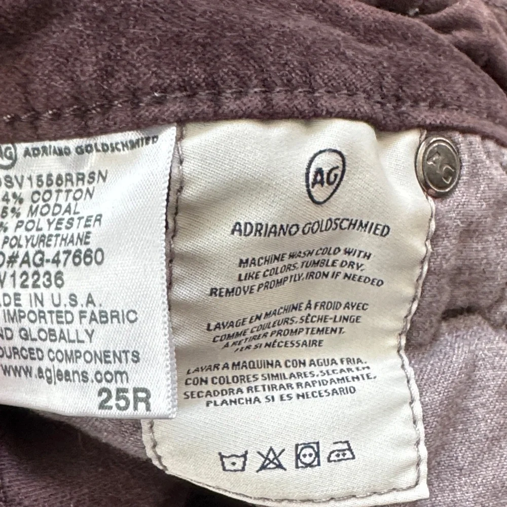 AG Anthropologie High Rise Stevie Ankle Corduroy Pants Plum 25R